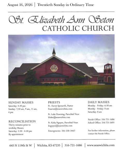 August 16, 2026 Twentieth Sunday in Ordinary Time