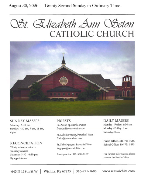 August 30, 2026 Twenty Second Sunday in Ordinary Time