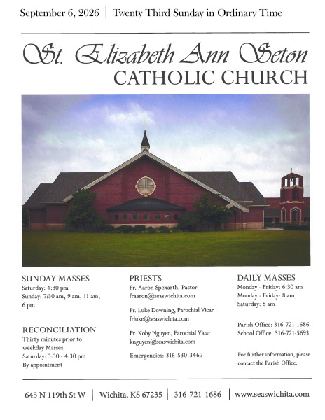 September 6, 2026 Twenty Third Sunday in Odinary Time